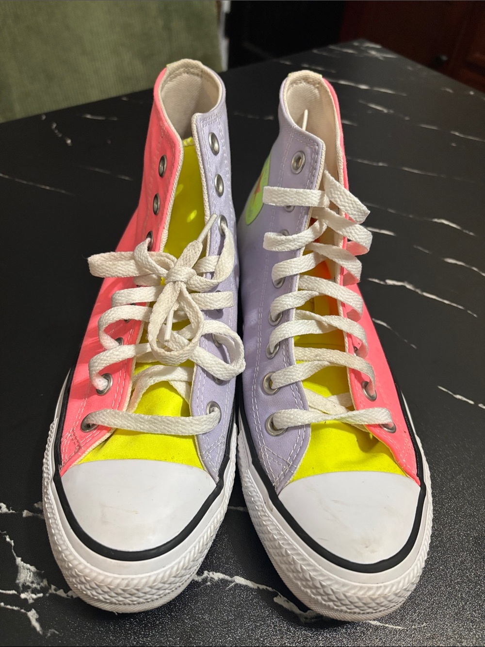 Converse Multicolor High Top Lace-Up Sneakers - Pink, Purple, Yellow
